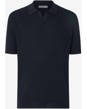 Corneliani Silk And Organic Cotton Polo Shirt - Blue