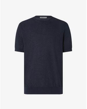 Corneliani Ice Cotton And Silk Knitwear - Blue