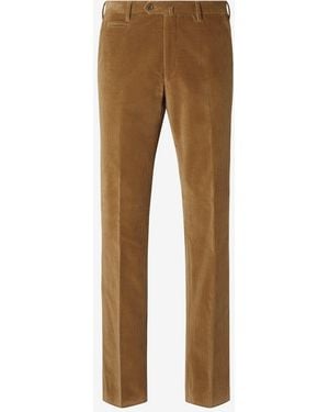 Corneliani Caramel 1500-Striped Cotton Corduroy Pants - Natural