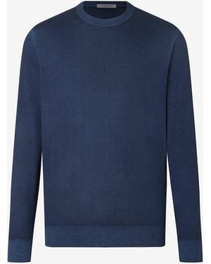 Corneliani Crew Neck Pure Wool Knitwear - Blue