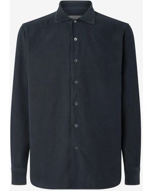 Corneliani Dark Cotton Velvet Shirt - Blue