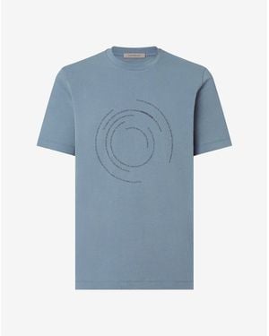 Corneliani Crew Neck Jersey T-Shirt With Print - Blue