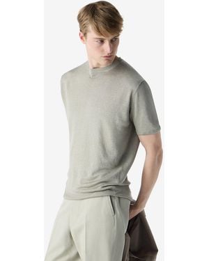 Corneliani Dark Pure Linen Crew Neck Knitwear - Grey
