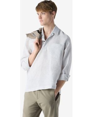 Corneliani Striped Pure Linen Shirt - White
