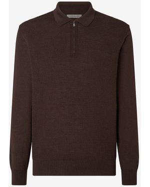 Corneliani Zip-Up Extra Fine Wool Polo Shirt - Brown