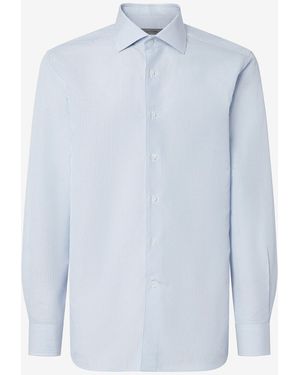 Corneliani Light Striped Cotton And Linen Shirt - Blue