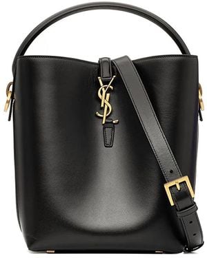 Saint Laurent Le 37 Leather Bucket Bag - Black