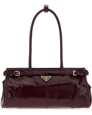 Prada Bonnie Medium Leather Handbag - Purple