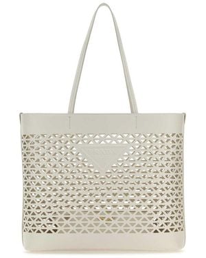 Prada Leather Shopping Bag - White