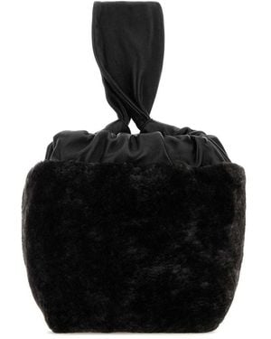 Jil Sander Shearling Clutch - Black