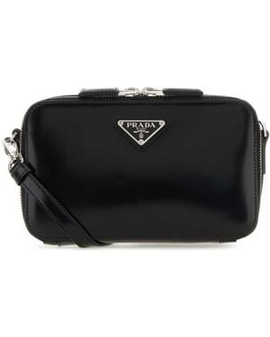 Prada Leather Brique Crossbody Bag - Black