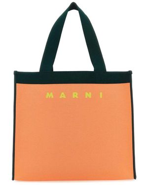 Marni Twotone Jacquard Shopping Bag - Orange