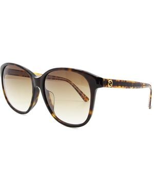 Gucci Round Havana Sunglasses - Natural