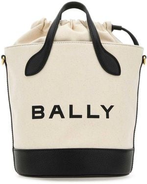 Bally Ivory Canvas Bar Bucket Bag - Natural