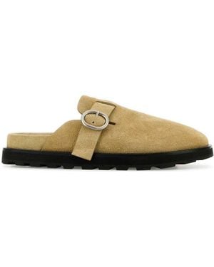 Jil Sander Suede Clog Slippers - Natural