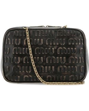 Miu Miu Nappa Leather Shoulder Bag - Black