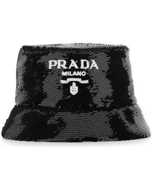 Prada Sequins Bucket Hat - Black