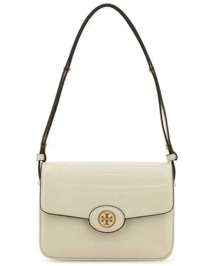 Tory Burch Robinson Spazzolato Convertible Shoulder Bag - White