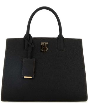 Burberry Leather Shopping Bag - Black
