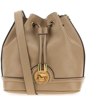 Chloé Horse Medal Bucket Bag - Natural