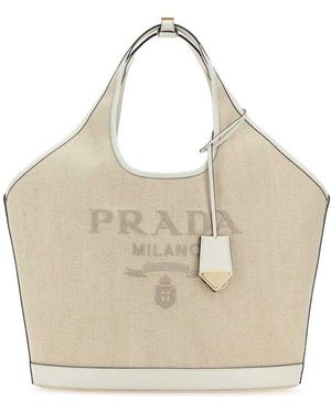 Prada Canvas Shopping Bag - Natural