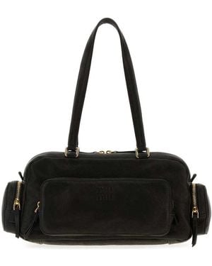 Miu Miu Pocket Washed Nappa Leather Bag - Black