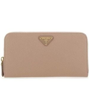 Prada Large Saffiano Leather Wallet - Natural