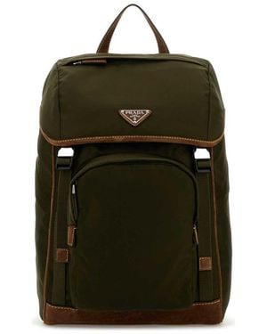 Prada Re-nylon And Leather Backpack - Green