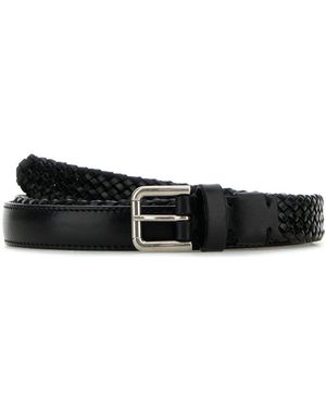 Dolce & Gabbana Intreccio Leather Belt - Black