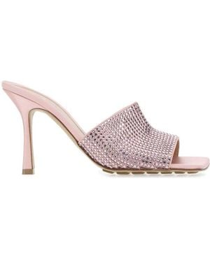 Bottega Veneta Satin Stretch Mules - Pink