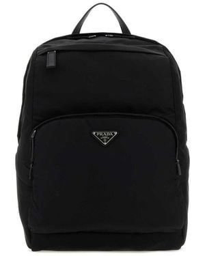 Prada Renylon And Leather Backpack - Black