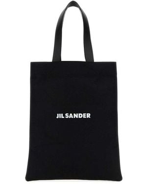 Jil Sander Canvas Medium Book Shopping Bag - Black