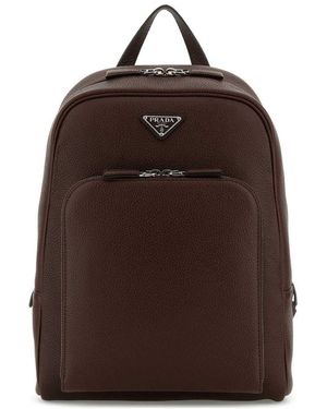 Prada Leather Backpack - Brown
