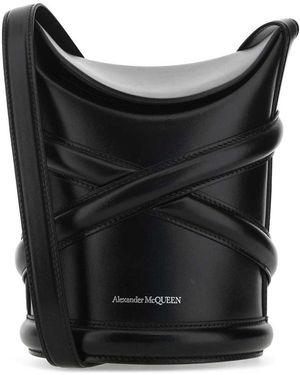 McQueen The Curve Bucket Bag - Black