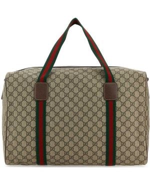 Gucci Medium Duffle Bag With Web Handbag In - Brown