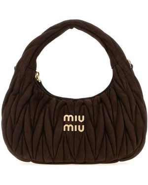 Miu Miu Wander Matelassé Suede Bag - Black