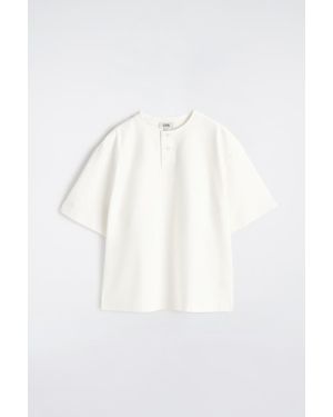 COS Oversized Cotton-Jersey Henley T-Shirt - White