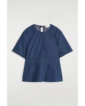 COS Denim Peplum Top - Blue