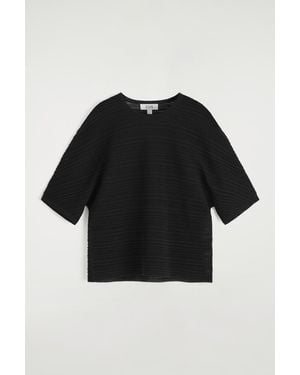 COS Pleated Knitted T-Shirt - Black