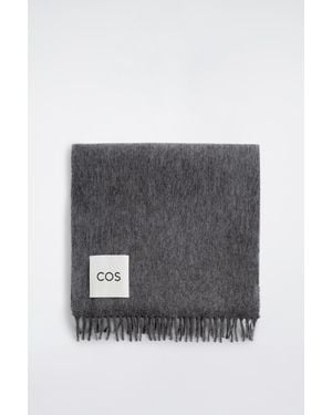 COS Fringed Cashmere Scarf - Gray