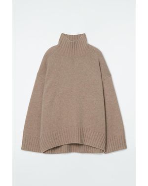 COS Chunky Pure Cashmere Turtleneck Jumper - Natural