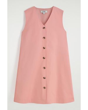 COS Buttoned Pima Cotton Mini Dress - Pink