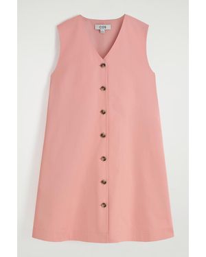 COS Buttoned Pima Cotton Mini Dress - Pink