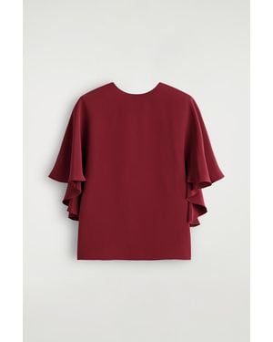 COS Draped Silk Top - Red