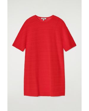 COS Pleated Knitted Mini Dress - Red
