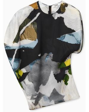 COS Printed Asymmetric Blouse - Blue