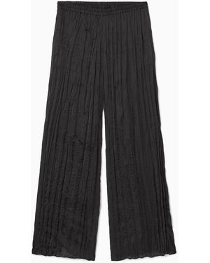 COS Crinkled Plissé Trousers - Black