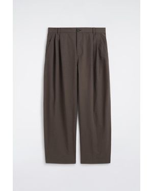 COS Cotton Relaxed-Fit Barrel-Leg Utility Pants - Brown