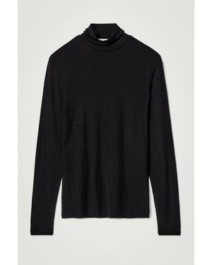 COS Slim Wool-Jersey Roll-Neck Top - Black