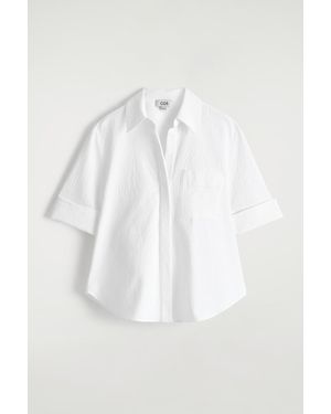COS Striped Seersucker Shirt - White